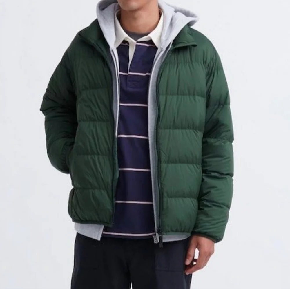 Uniqlo Green 3D Wide Cut Quilted Ultra Light Down Puffer Jacket